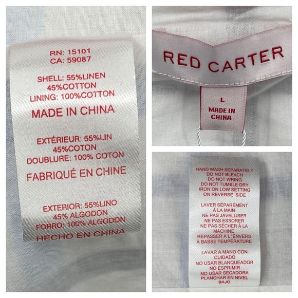 Red Carter Blue Plaid Linen Button Front Crop Top - Picture 8 of 8